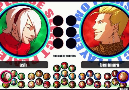 The character select screen. A number of hidden characters are found off-screen.